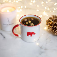cup of coffee with festive lights