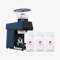 La Marzocco Pico in Blue with free Kiss the Hippo specialty espresso — hero