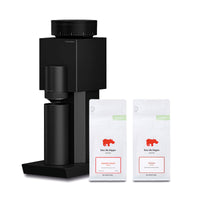 Timemore Bricks 01S Electric Coffee Grinder in Black with Kiss the Hippo specialty espresso coffee gift