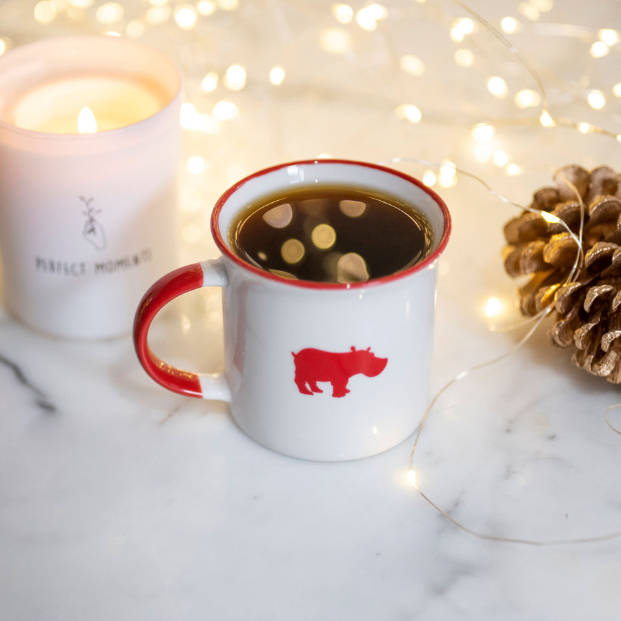cup of coffee with festive lights
