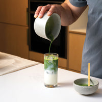 Iced matcha latte made with Kiss the Hippo Craft Matcha, refreshing summer matcha drink