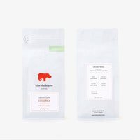 Front and back of 250g bag of Costa Rica, Labrador Gesha Red Honey coffee