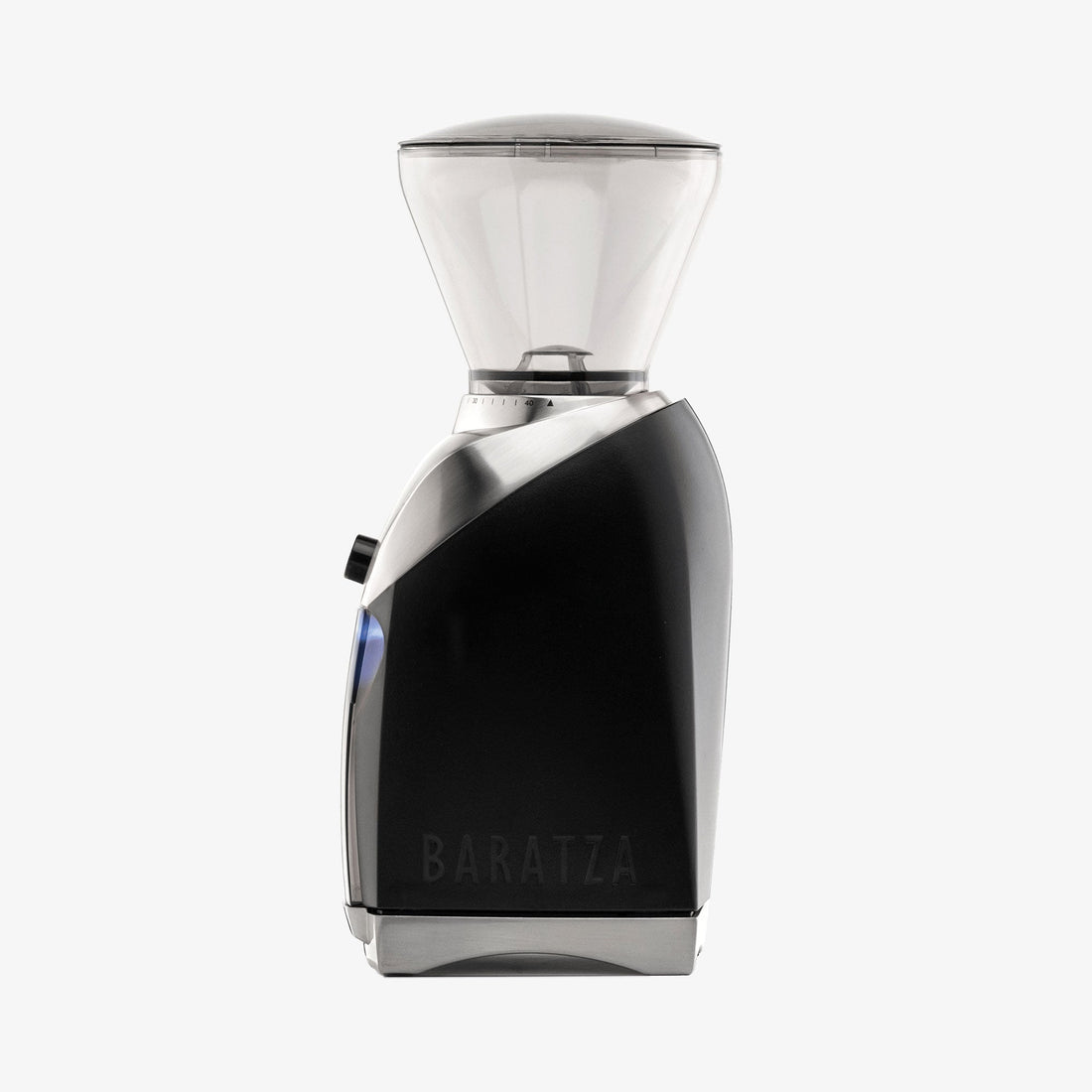 Baratza Virtuoso+ Coffee Grinder - side profile in Black with digital timer display