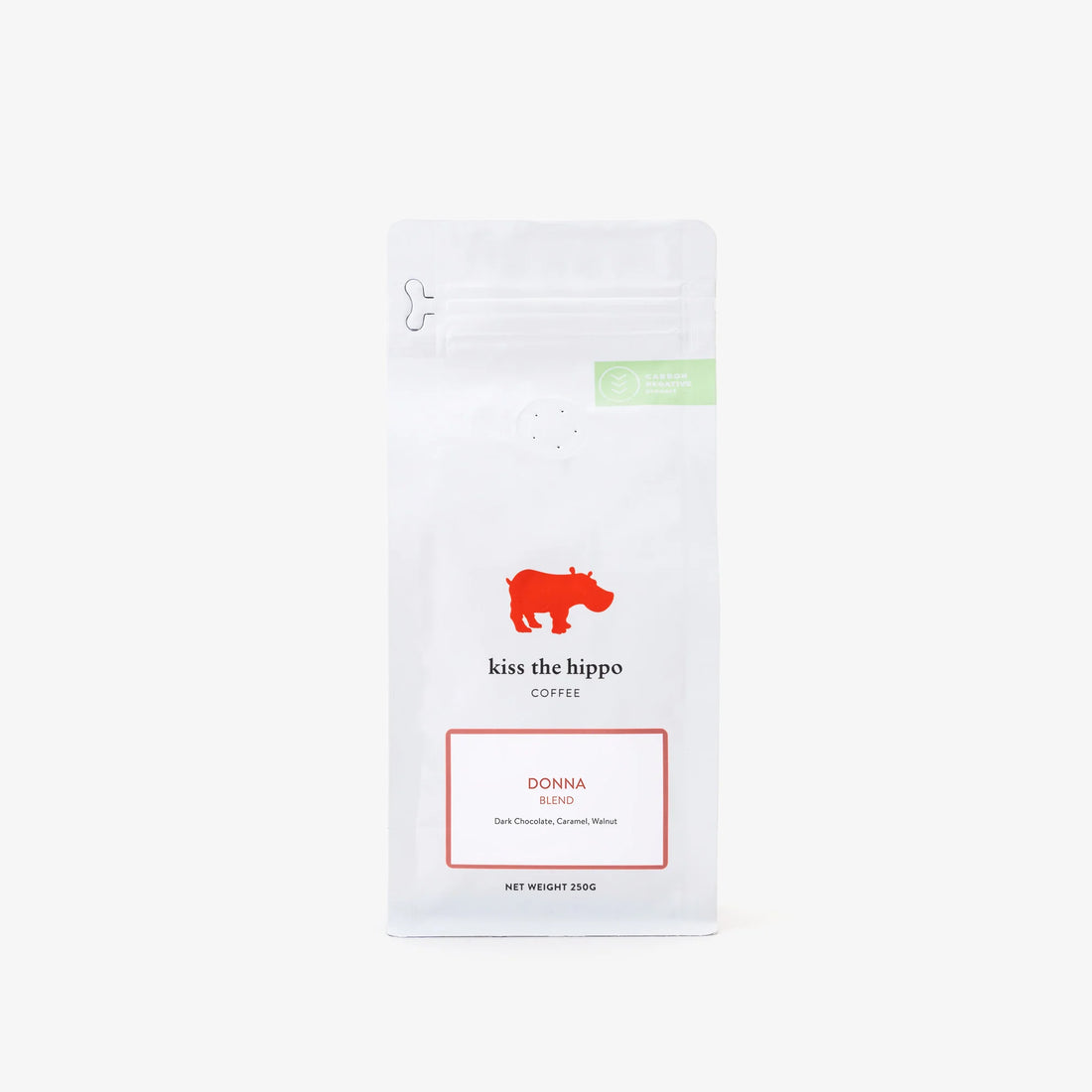 Kiss the Hippo coffee package on a white background