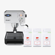 Lelit Anna Espresso Machine in Polished Stainless Steel with Kiss the Hippo specialty espresso coffee gift