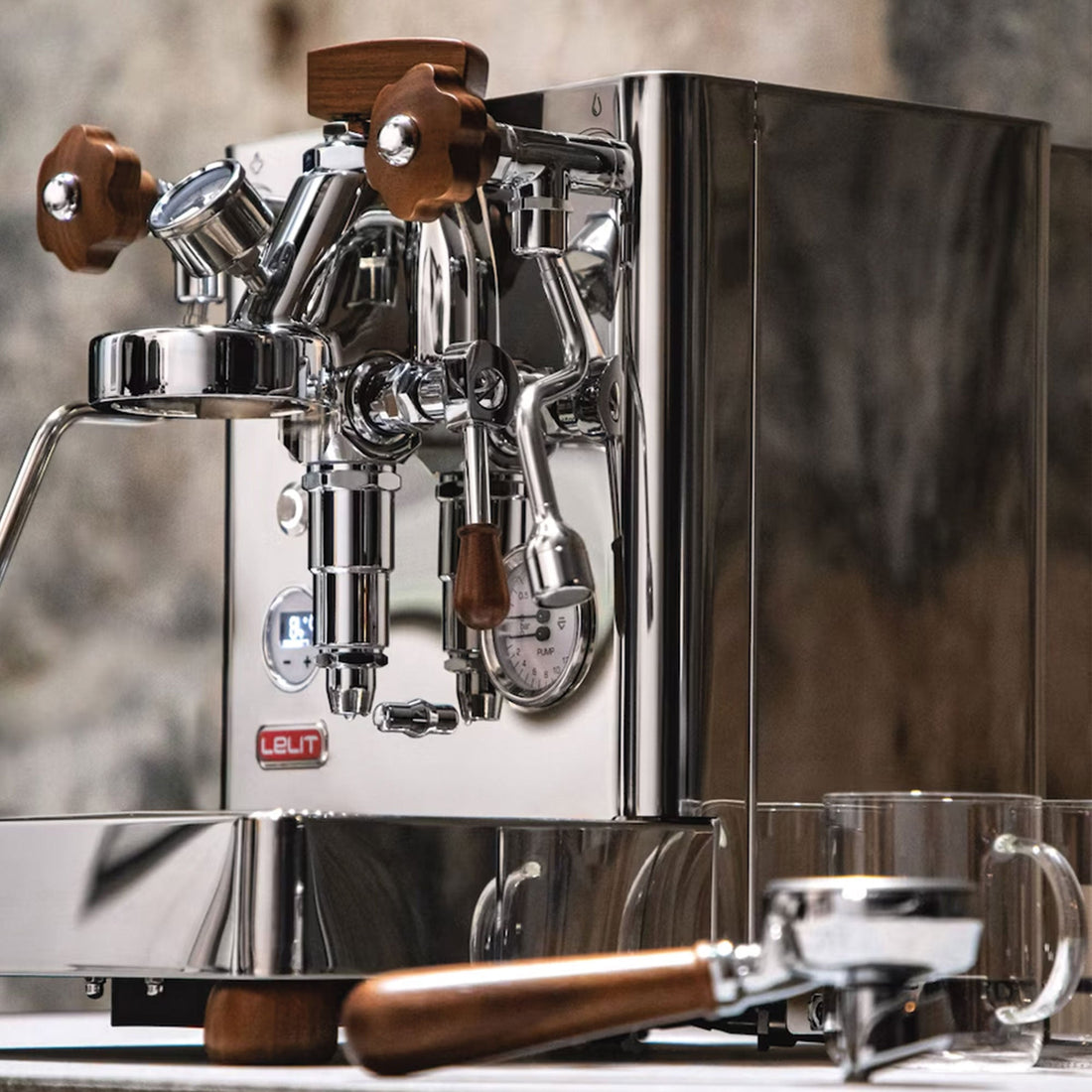 Lelit Bianca 40 Years Limited Edition Espresso Machine in use brewing espresso