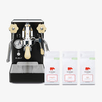Lelit MaraX Heat Exchanger Espresso Machine in Black with Kiss the Hippo specialty espresso coffee gift