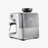 Sage Barista Express Impress Espresso Machine - back view in Brushed Stainless Steel