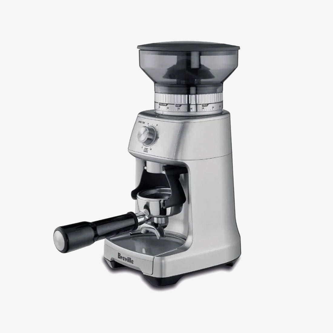 Sage Dose Control Pro Coffee Grinder - side profile in Silver