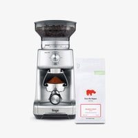 Sage Dose Control Pro Coffee Grinder in Silver with Kiss the Hippo specialty espresso coffee gift