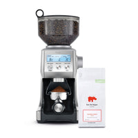 Sage Smart Grinder Pro Coffee Grinder in Brushed Stainless Steel with Kiss the Hippo specialty espresso coffee gift